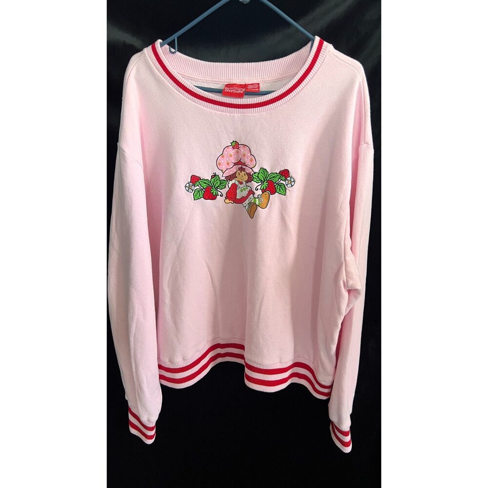 Strawberry Shortcake Pastel Pink Embroidered Crewneck XL